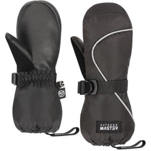image:imageOutdoorMaster Kids Ski Mittens Ski Winter Waterproof Thermal Snow Gloves for Boys ampamp Girls Skiing Snowboard Winter SportsBlack