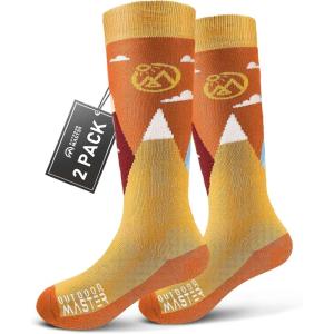 image:imageOutdoorMaster Merino Wool Ski Socks for Kids Boys ampamp Girls Thermal Winter Warm Snowboarding Socks for Cold WeatherCarrot Orange  2 Pack