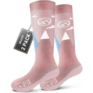 image:imageOutdoorMaster Merino Wool Ski Socks for Kids Boys ampamp Girls Thermal Winter Warm Snowboarding Socks for Cold WeatherMt View  2 Pack
