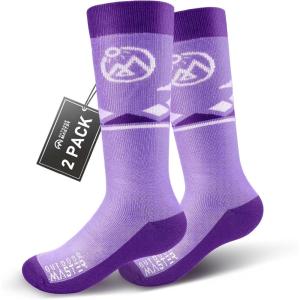 image:imageOutdoorMaster Merino Wool Ski Socks for Kids Boys ampamp Girls Thermal Winter Warm Snowboarding Socks for Cold WeatherZ Purple