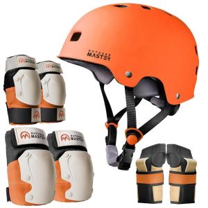 image:imageOutdoorMaster Skate Protective Gear Set for Adult ampamp Youth Skateboard Helmet Knee and Elbow Pads with Wrist Guards for Scooter Inline Roller Skating SkateboardingOrange  Orange