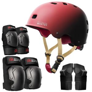 image:imageOutdoorMaster Skate Protective Gear Set for Adult ampamp Youth Skateboard Helmet Knee and Elbow Pads with Wrist Guards for Scooter Inline Roller Skating SkateboardingRed  Black
