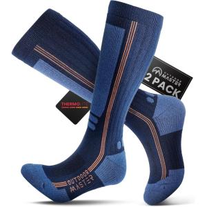 image:imageOutdoorMaster Thermolite Merino Wool Ski Socks Compression Thermal Snowboarding Socks for Men ampamp Women Cold WeatherBlue