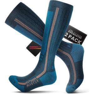 image:imageOutdoorMaster Thermolite Merino Wool Ski Socks Compression Thermal Snowboarding Socks for Men ampamp Women Cold WeatherCyan