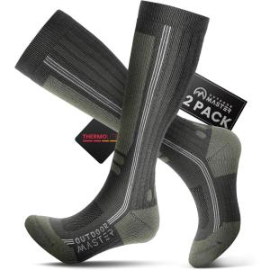 image:imageOutdoorMaster Thermolite Merino Wool Ski Socks Compression Thermal Snowboarding Socks for Men ampamp Women Cold WeatherGreen