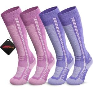 image:imageOutdoorMaster Thermolite Merino Wool Ski Socks Compression Thermal Snowboarding Socks for Men ampamp Women Cold WeatherPurplepink