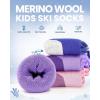 image:imageOutdoorMaster Merino Wool Ski Socks for Kids Boys amp Girls Thermal Winter Warm Snowboarding Socks for Cold WeatherZ Purple peach Pink