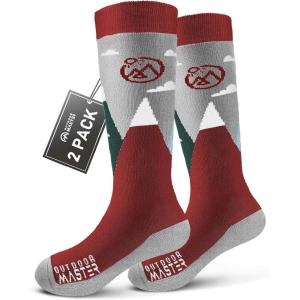 image:imageOutdoorMaster Merino Wool Ski Socks for Kids Boys amp Girls Thermal Winter Warm Snowboarding Socks for Cold WeatherChristmas  2 Pack