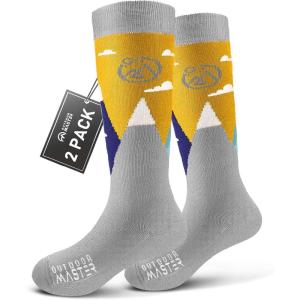 image:imageOutdoorMaster Merino Wool Ski Socks for Kids Boys amp Girls Thermal Winter Warm Snowboarding Socks for Cold WeatherDust Gray  2 Pack