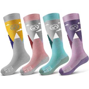 image:imageOutdoorMaster Merino Wool Ski Socks for Kids Boys amp Girls Thermal Winter Warm Snowboarding Socks for Cold WeatherGreen gray purple Gray mt View