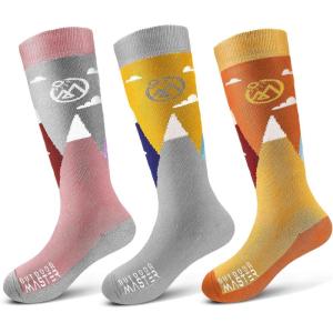 image:imageOutdoorMaster Merino Wool Ski Socks for Kids Boys amp Girls Thermal Winter Warm Snowboarding Socks for Cold WeatherMt View  Dust Gray  Carrot Orange