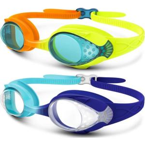 image:imageOutdoorMaster Kids Swim Goggles 2 Pack  Quick Adjustable Strap Swimming Goggles for KidsBlue Orange