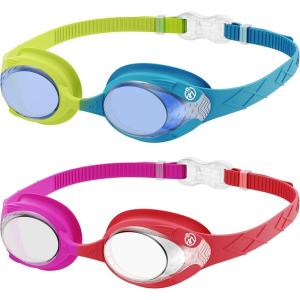image:imageOutdoorMaster Kids Swim Goggles 2 Pack  Quick Adjustable Strap Swimming Goggles for KidsBlue Pink