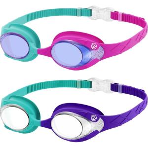 image:imageOutdoorMaster Kids Swim Goggles 2 Pack  Quick Adjustable Strap Swimming Goggles for KidsBlue Red