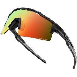 image:imageOutdoorMaster Hawk II Polarized Sports Sunglasses for Men Women UV400 Protection Cycling Baseball Running Fishing GolfBlack Framerevo Red Cat3
