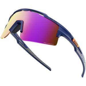 image:imageOutdoorMaster Hawk II Polarized Sports Sunglasses for Men Women UV400 Protection Cycling Baseball Running Fishing GolfBlue Framerevo Purple Cat3