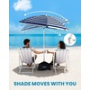 image:imageOutdoorMaster Beach Umbrellas for Sand with Sandbag amp Anchor 72ft Adjustable Umbrella for Beach Heavy Duty Wind Portable UPF50 Sunshade with Carry Bag for PatioANavy Striped Simple