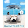 image:imageOutdoorMaster Beach Umbrellas for Sand with Sandbag amp Anchor 72ft Adjustable Umbrella for Beach Heavy Duty Wind Portable UPF50 Sunshade with Carry Bag for PatioNavy Striped Dual Fold