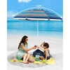 image:imageOutdoorMaster Beach Umbrellas for Sand with Sandbag amp Anchor 72ft Adjustable Umbrella for Beach Heavy Duty Wind Portable UPF50 Sunshade with Carry Bag for PatioBlue Red Striped Simple