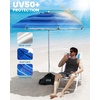 image:imageOutdoorMaster Beach Umbrellas for Sand with Sandbag amp Anchor 72ft Adjustable Umbrella for Beach Heavy Duty Wind Portable UPF50 Sunshade with Carry Bag for PatioDark Blue Striped Simple