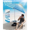 image:imageOutdoorMaster Beach Umbrellas for Sand with Sandbag amp Anchor 72ft Adjustable Umbrella for Beach Heavy Duty Wind Portable UPF50 Sunshade with Carry Bag for PatioBlue Striped Cup Holder