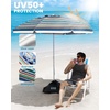 image:imageOutdoorMaster Beach Umbrellas for Sand with Sandbag amp Anchor 72ft Adjustable Umbrella for Beach Heavy Duty Wind Portable UPF50 Sunshade with Carry Bag for PatioBlue Red Striped Dual Fold