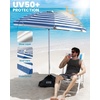 image:imageOutdoorMaster Beach Umbrellas for Sand with Sandbag amp Anchor 72ft Adjustable Umbrella for Beach Heavy Duty Wind Portable UPF50 Sunshade with Carry Bag for PatioAGray Striped Dual Fold