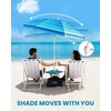 image:imageOutdoorMaster Beach Umbrellas for Sand with Sandbag amp Anchor 72ft Adjustable Umbrella for Beach Heavy Duty Wind Portable UPF50 Sunshade with Carry Bag for PatioLight Blue Striped Cup Holder