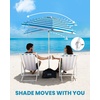 image:imageOutdoorMaster Beach Umbrellas for Sand with Sandbag amp Anchor 72ft Adjustable Umbrella for Beach Heavy Duty Wind Portable UPF50 Sunshade with Carry Bag for PatioBBlue Striped Simple