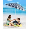 image:imageOutdoorMaster Beach Umbrellas for Sand with Sandbag amp Anchor 72ft Adjustable Umbrella for Beach Heavy Duty Wind Portable UPF50 Sunshade with Carry Bag for PatioNavy Striped Dual Fold