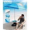 image:imageOutdoorMaster Beach Umbrellas for Sand with Sandbag amp Anchor 72ft Adjustable Umbrella for Beach Heavy Duty Wind Portable UPF50 Sunshade with Carry Bag for PatioLight Blue Striped Cup Holder