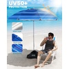 image:imageOutdoorMaster Beach Umbrellas for Sand with Sandbag amp Anchor 72ft Adjustable Umbrella for Beach Heavy Duty Wind Portable UPF50 Sunshade with Carry Bag for PatioDark Blue Striped Dual Fold