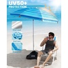 image:imageOutdoorMaster Beach Umbrellas for Sand with Sandbag amp Anchor 72ft Adjustable Umbrella for Beach Heavy Duty Wind Portable UPF50 Sunshade with Carry Bag for PatioLight Blue Striped Simple