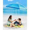 image:imageOutdoorMaster Beach Umbrellas for Sand with Sandbag amp Anchor 72ft Adjustable Umbrella for Beach Heavy Duty Wind Portable UPF50 Sunshade with Carry Bag for PatioLight Blue Striped Simple