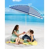 image:imageOutdoorMaster Beach Umbrellas for Sand with Sandbag amp Anchor 72ft Adjustable Umbrella for Beach Heavy Duty Wind Portable UPF50 Sunshade with Carry Bag for PatioAGray Striped Dual Fold