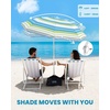 image:imageOutdoorMaster Beach Umbrellas for Sand with Sandbag amp Anchor 72ft Adjustable Umbrella for Beach Heavy Duty Wind Portable UPF50 Sunshade with Carry Bag for PatioBlue Green Striped Dual Fold