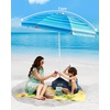image:imageOutdoorMaster Beach Umbrellas for Sand with Sandbag amp Anchor 72ft Adjustable Umbrella for Beach Heavy Duty Wind Portable UPF50 Sunshade with Carry Bag for PatioLight Blue Striped Dual Fold