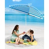 image:imageOutdoorMaster Beach Umbrellas for Sand with Sandbag amp Anchor 72ft Adjustable Umbrella for Beach Heavy Duty Wind Portable UPF50 Sunshade with Carry Bag for PatioBBlue Striped Simple