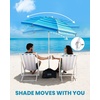 image:imageOutdoorMaster Beach Umbrellas for Sand with Sandbag amp Anchor 72ft Adjustable Umbrella for Beach Heavy Duty Wind Portable UPF50 Sunshade with Carry Bag for PatioLight Blue Striped Simple