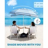 image:imageOutdoorMaster Beach Umbrellas for Sand with Sandbag amp Anchor 72ft Adjustable Umbrella for Beach Heavy Duty Wind Portable UPF50 Sunshade with Carry Bag for PatioCyan Striped Dual Fold
