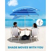 image:imageOutdoorMaster Beach Umbrellas for Sand with Sandbag amp Anchor 72ft Adjustable Umbrella for Beach Heavy Duty Wind Portable UPF50 Sunshade with Carry Bag for PatioDark Blue Striped Simple