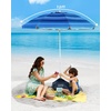 image:imageOutdoorMaster Beach Umbrellas for Sand with Sandbag amp Anchor 72ft Adjustable Umbrella for Beach Heavy Duty Wind Portable UPF50 Sunshade with Carry Bag for PatioDark Blue Striped Simple