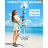 image:imageOutdoorMaster Beach Umbrellas for Sand with Sandbag amp Anchor 72ft Adjustable Umbrella for Beach Heavy Duty Wind Portable UPF50 Sunshade with Carry Bag for PatioLight Blue Striped Cup Holder