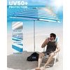 image:imageOutdoorMaster Beach Umbrellas for Sand with Sandbag amp Anchor 72ft Adjustable Umbrella for Beach Heavy Duty Wind Portable UPF50 Sunshade with Carry Bag for PatioBBlue Striped Simple