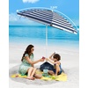 image:imageOutdoorMaster Beach Umbrellas for Sand with Sandbag amp Anchor 72ft Adjustable Umbrella for Beach Heavy Duty Wind Portable UPF50 Sunshade with Carry Bag for PatioANavy Striped Simple