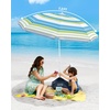 image:imageOutdoorMaster Beach Umbrellas for Sand with Sandbag amp Anchor 72ft Adjustable Umbrella for Beach Heavy Duty Wind Portable UPF50 Sunshade with Carry Bag for PatioBlue Green Striped Dual Fold