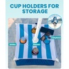image:imageOutdoorMaster Beach Umbrellas for Sand with Sandbag amp Anchor 72ft Adjustable Umbrella for Beach Heavy Duty Wind Portable UPF50 Sunshade with Carry Bag for PatioBlue Striped Cup Holder