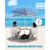 image:imageOutdoorMaster Beach Umbrellas for Sand with Sandbag amp Anchor 72ft Adjustable Umbrella for Beach Heavy Duty Wind Portable UPF50 Sunshade with Carry Bag for PatioAGray Striped Dual Fold
