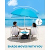 image:imageOutdoorMaster Beach Umbrellas for Sand with Sandbag amp Anchor 72ft Adjustable Umbrella for Beach Heavy Duty Wind Portable UPF50 Sunshade with Carry Bag for PatioTurquoise Striped Cup Holder