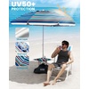 image:imageOutdoorMaster Beach Umbrellas for Sand with Sandbag amp Anchor 72ft Adjustable Umbrella for Beach Heavy Duty Wind Portable UPF50 Sunshade with Carry Bag for PatioBlue Red Striped Cup Holder